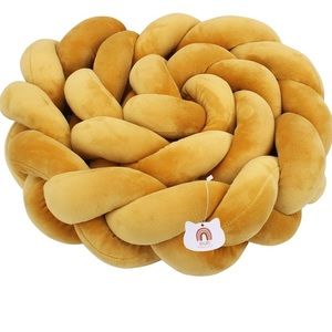 Soft Cushion Knot Pillow Crib or Toddler bed bumper in Goldenrod color